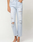 VERVET by Flying Monkey Super High Rise Distressed Crop Straight Jeans