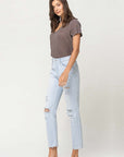 VERVET by Flying Monkey Super High Rise Distressed Crop Straight Jeans