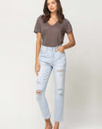 VERVET by Flying Monkey Super High Rise Distressed Crop Straight Jeans