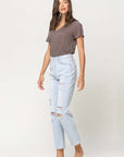 VERVET by Flying Monkey Super High Rise Distressed Crop Straight Jeans