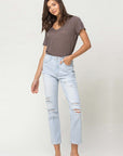 VERVET by Flying Monkey Super High Rise Distressed Crop Straight Jeans