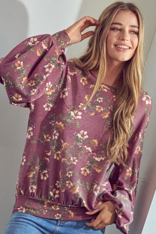 Allover Floral Print Sweatshirt