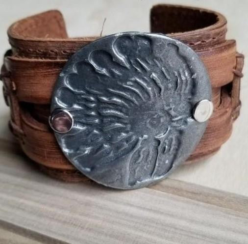 Molten Metal Leather Indian Head Dress Cuff