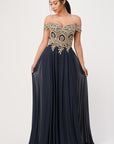 La Scala PLUS Off Shoulder Chiffon Gown with Applieques