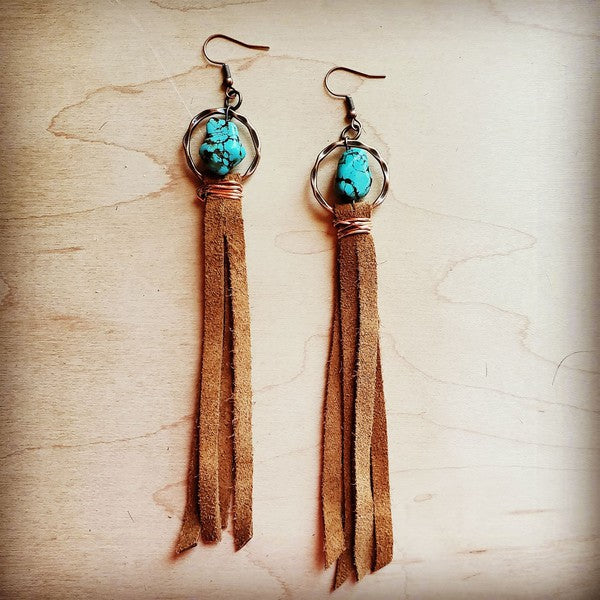 Clip On Turquoise Faux Suede Tassel Earrings – Olivia Divine