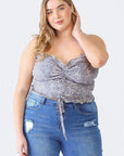 Zenobia Plus Size Drawstring Smocked Floral Tube Top