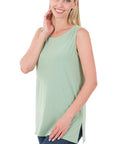 Zenana Sleeveless Top with Side Slit - Online Only