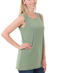 Zenana Sleeveless Top with Side Slit - Online Only