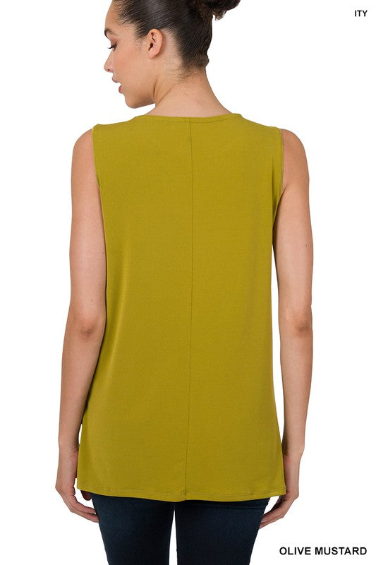 Zenana Sleeveless Top with Side Slit