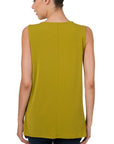 Zenana Sleeveless Top with Side Slit - Online Only