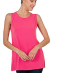 Zenana Sleeveless Top with Side Slit - Online Only