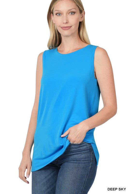 Zenana Sleeveless Top with Side Slit - Online Only