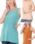 Zenana Sleeveless Top with Side Slit - Online Only