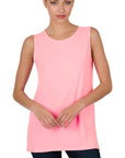 Zenana Sleeveless Top with Side Slit - Online Only