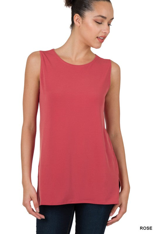 Zenana Sleeveless Top with Side Slit