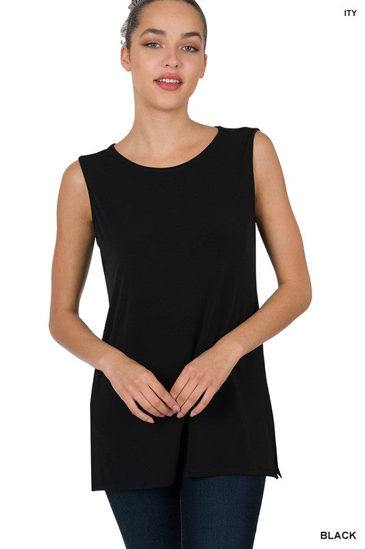 Zenana Sleeveless Top with Side Slit