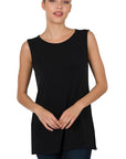 Zenana Sleeveless Top with Side Slit - Online Only