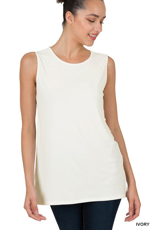 Zenana Sleeveless Top with Side Slit - Online Only