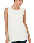 Zenana Sleeveless Top with Side Slit - Online Only