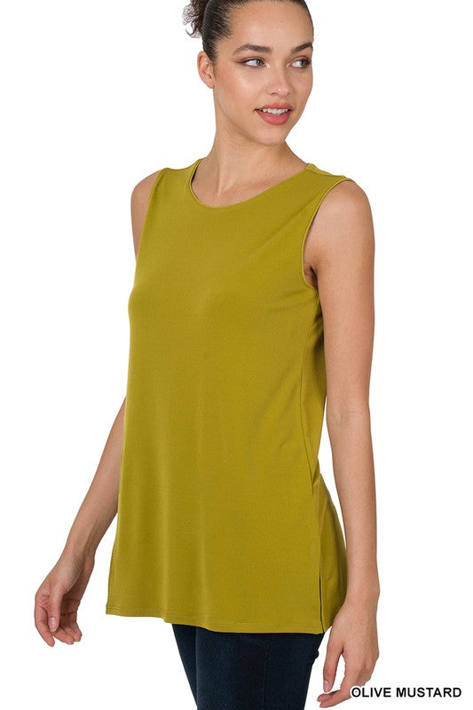 Zenana Sleeveless Top with Side Slit - Online Only