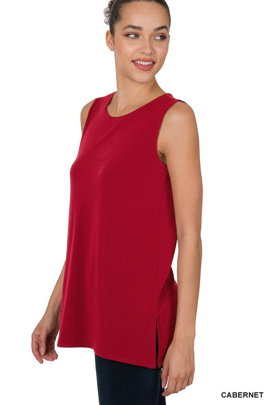 Zenana Sleeveless Top with Side Slit - Online Only