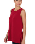 Zenana Sleeveless Top with Side Slit - Online Only