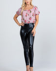 La Scala Jet Black High Waist Shiny PU Leather Leggings