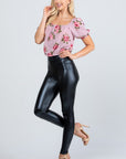 La Scala Jet Black High Waist Shiny PU Leather Leggings