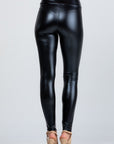 La Scala Jet Black High Waist Shiny PU Leather Leggings