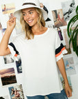 Solid Jersey Blocked Ruffle Sleeve - Online Only