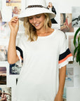 Solid Jersey Blocked Ruffle Sleeve - Online Only