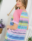 e Luna Multi Stripe Mixed Baseball Top