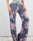 Drawstring Floral Wide Leg Pants