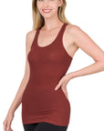 Zenana Stretchy Ribbed Knit Racerback Tank - Online Only