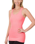 Zenana Stretchy Ribbed Knit Racerback Tank - Online Only