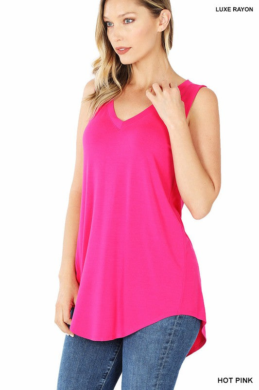 Zenana Luxe Rayon V-Neck Top - Online Only