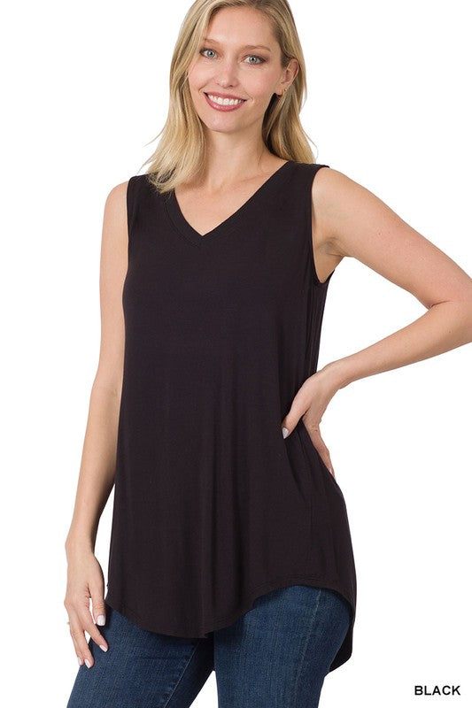 Zenana Luxe Rayon V-Neck Top - Online Only