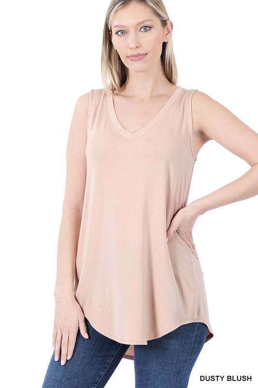Zenana Luxe Rayon V-Neck Top - Online Only