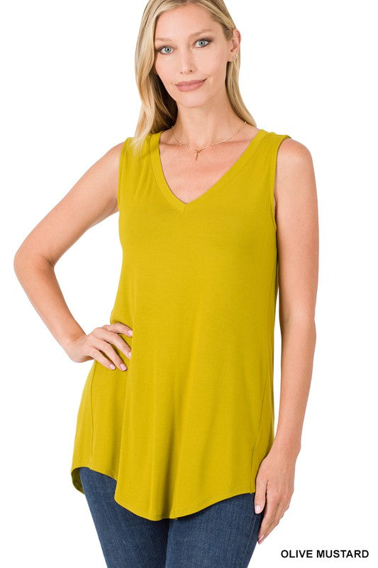 Zenana Luxe Rayon V-Neck Top - Online Only