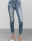 Denim Lab USA Distressed Raw Hem Skinny Jeans