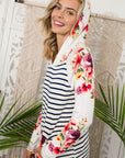 e Luna Striped Floral Mix Hoodie PLUS