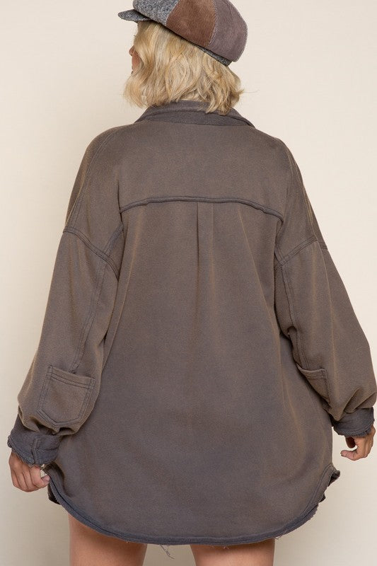 POL French Terry Oversized Shacket