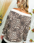 e Luna French Terry Solid Cheetah Mix V-Neck Top