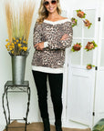 e Luna French Terry Solid Cheetah Mix V-Neck Top