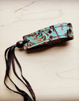 Narrow Leather Cuff in Cowboy Turquoise 001f