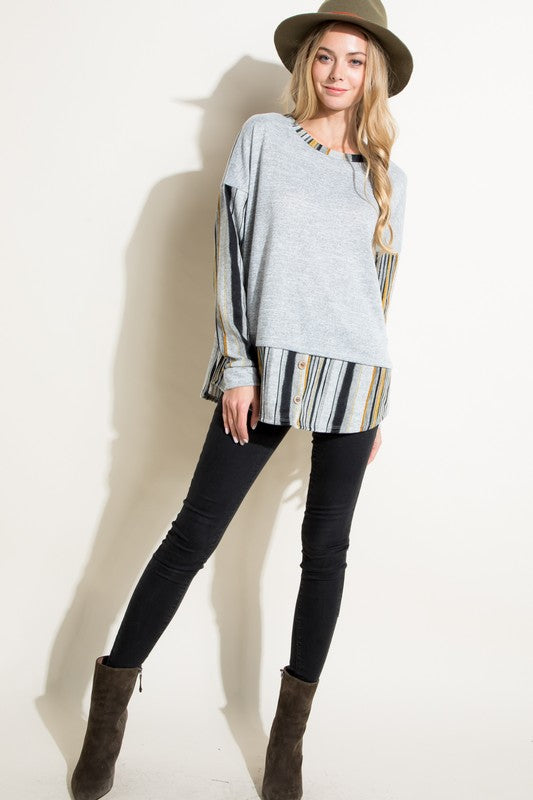 e Luna Plus Solid Multi Stripe Mixed Top