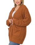 Zenana Plus Puff Sleeve Popcorn Cardigan - Online Only