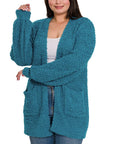 Zenana Plus Puff Sleeve Popcorn Cardigan - Online Only