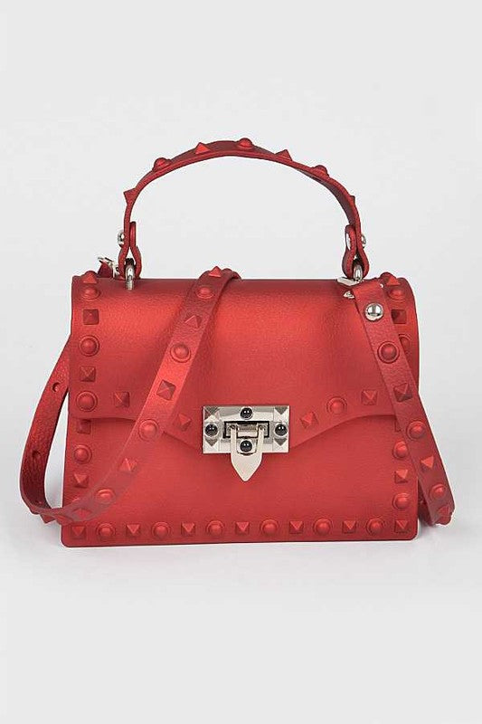 Tonal Studded Top Handle Swing Bag