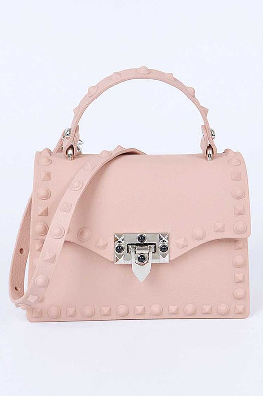 Tonal Studded Top Handle Swing Bag